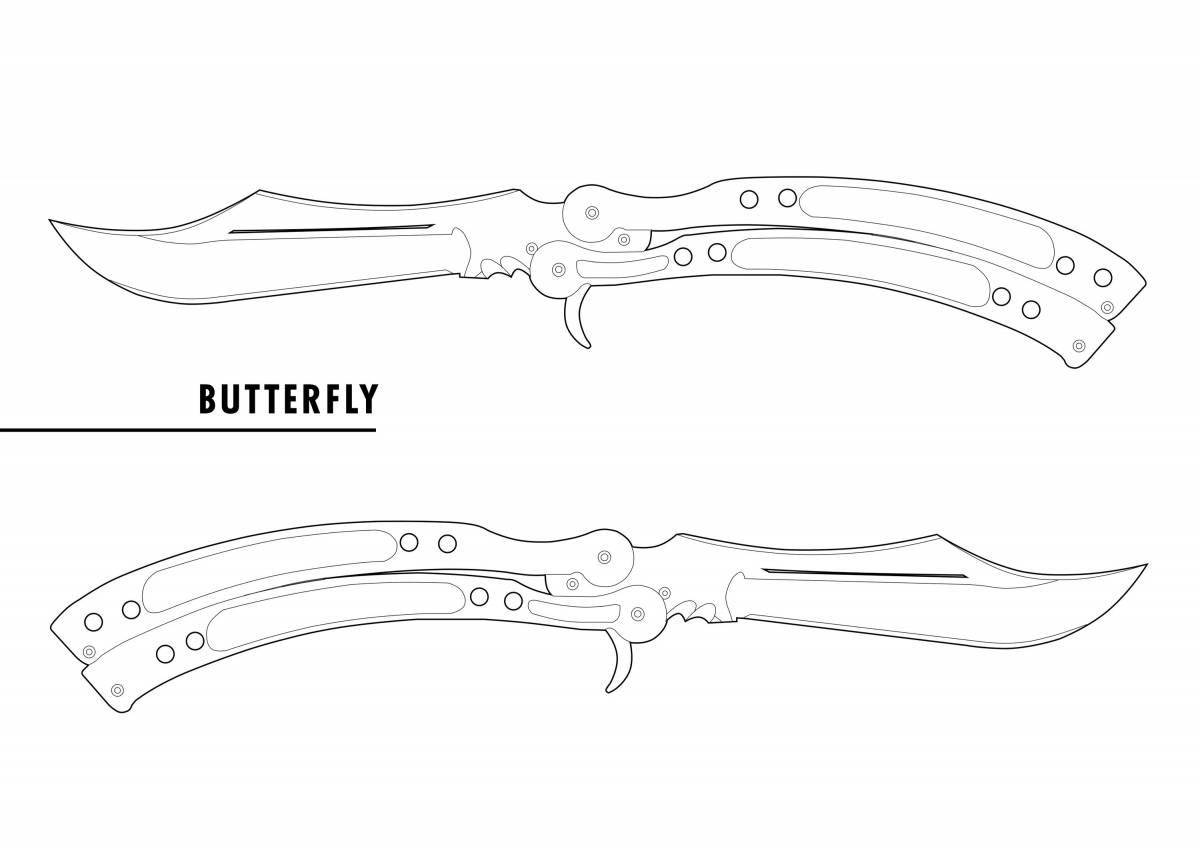 Detailed coloring of butterfly knife