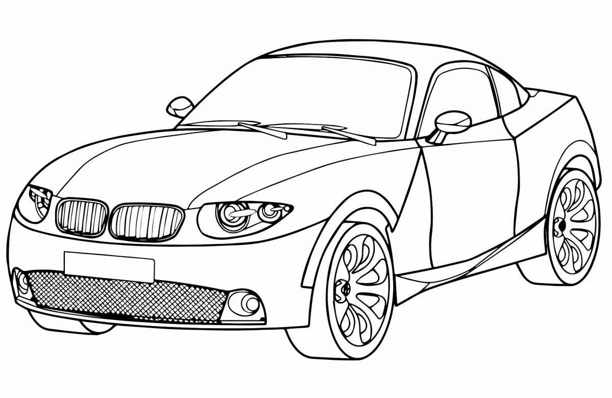 Glowing car coloring page