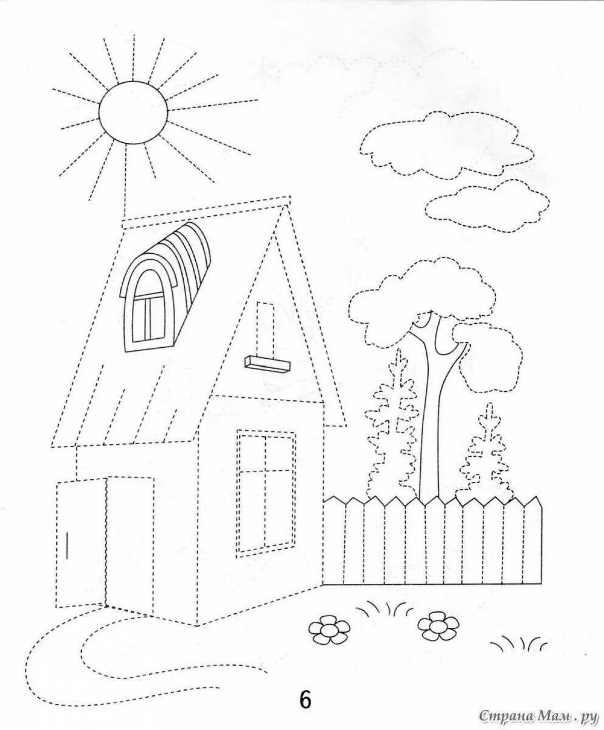 Photo Tempting coloring of part of the house