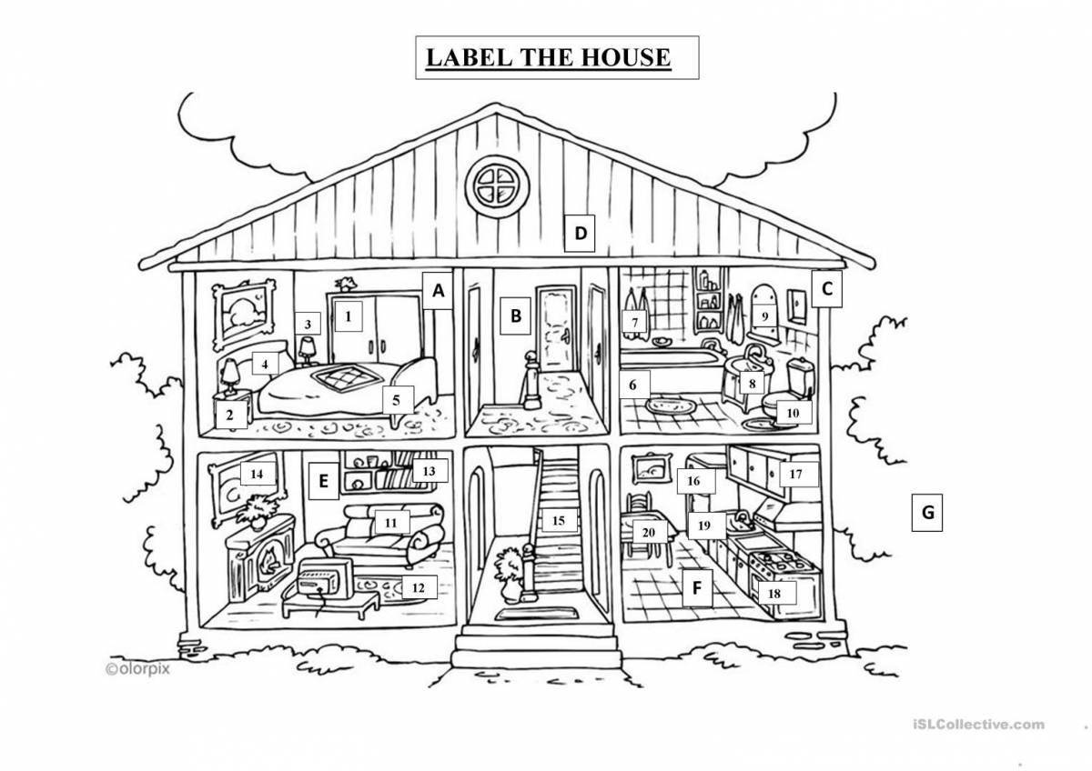 Photo Animated coloring parts of the house