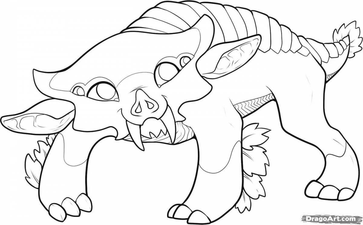 Colorful coloring page with unusual animals
