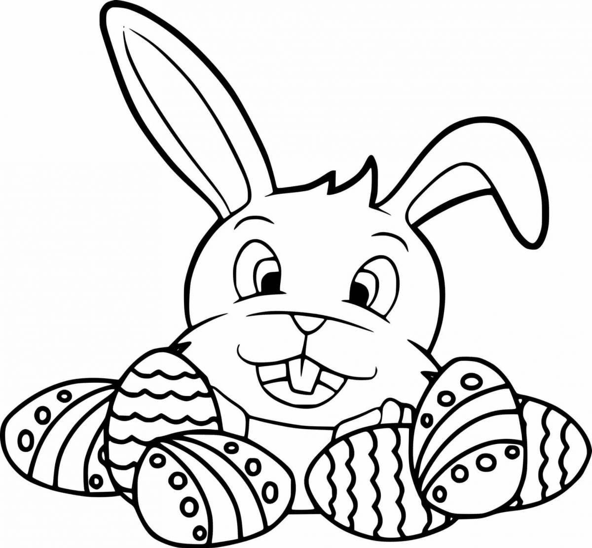 Colourful Easter bunny coloring book