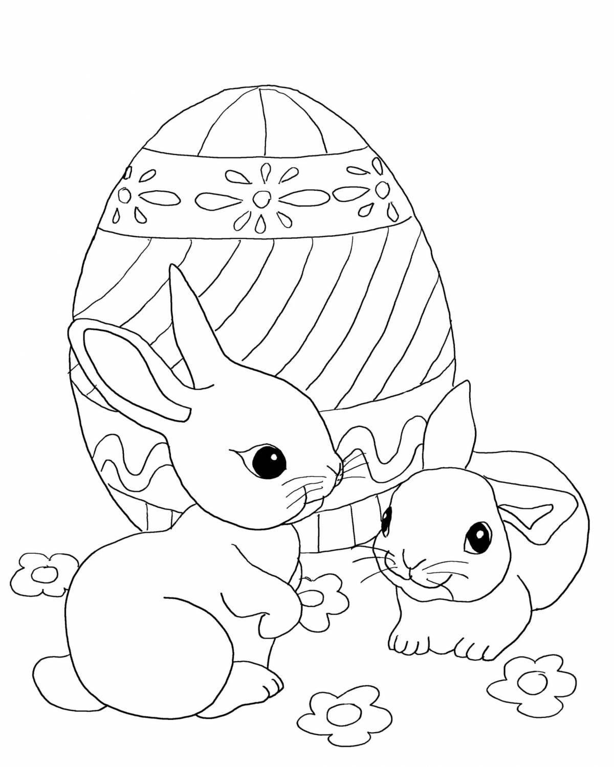 Happy coloring easter bunny
