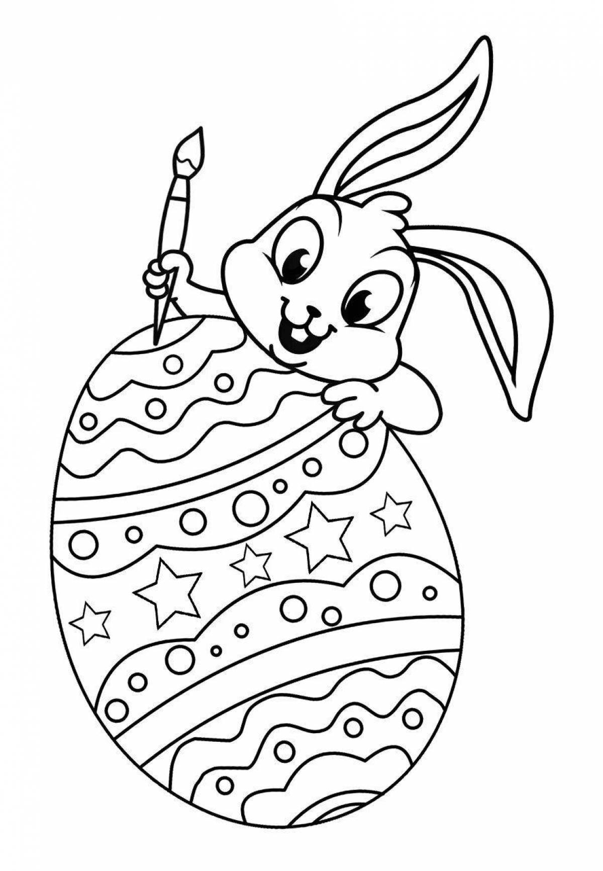 Симпатичная раскраска пасхальный кролик