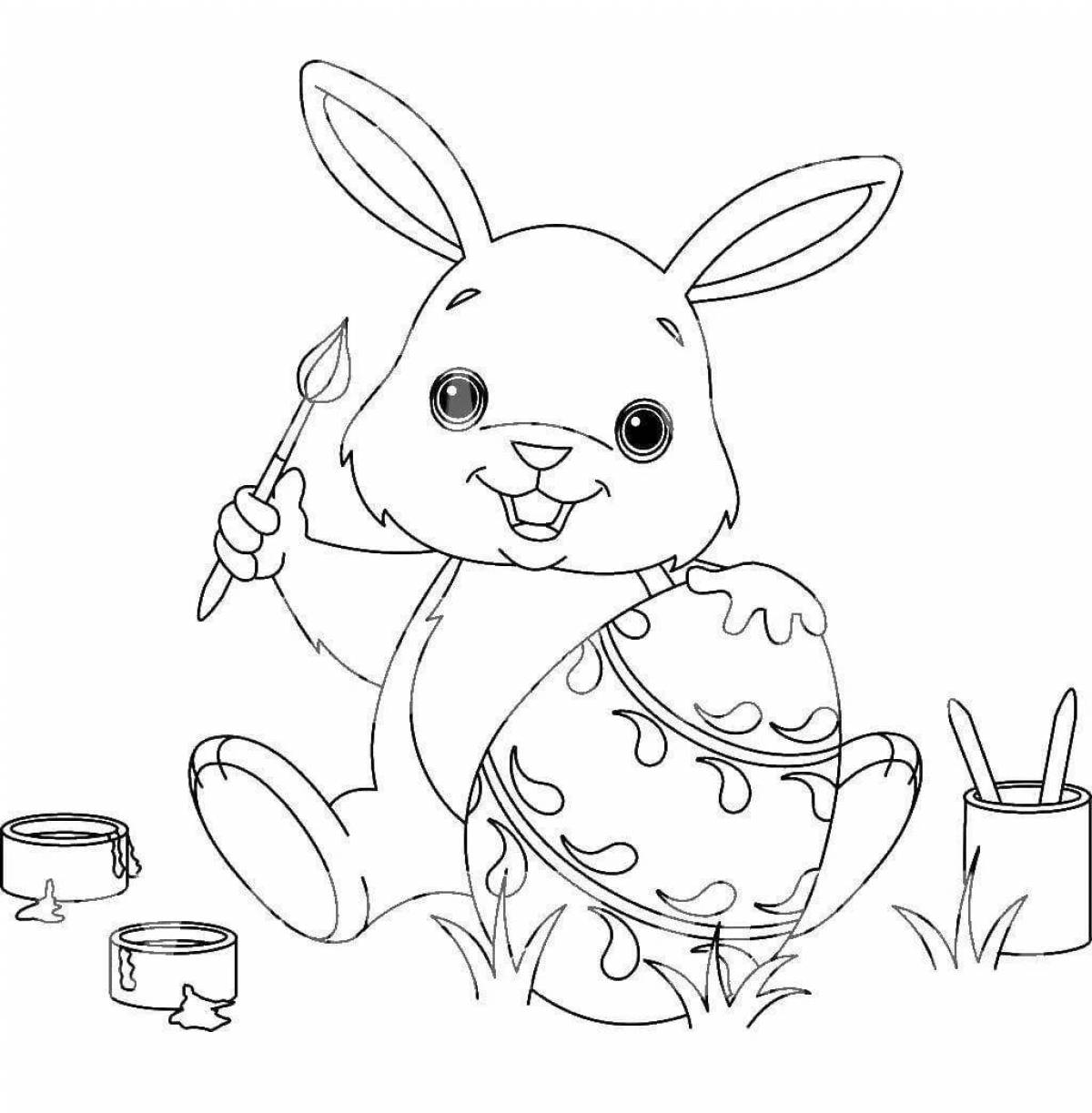 Пушистая раскраска пасхальный кролик