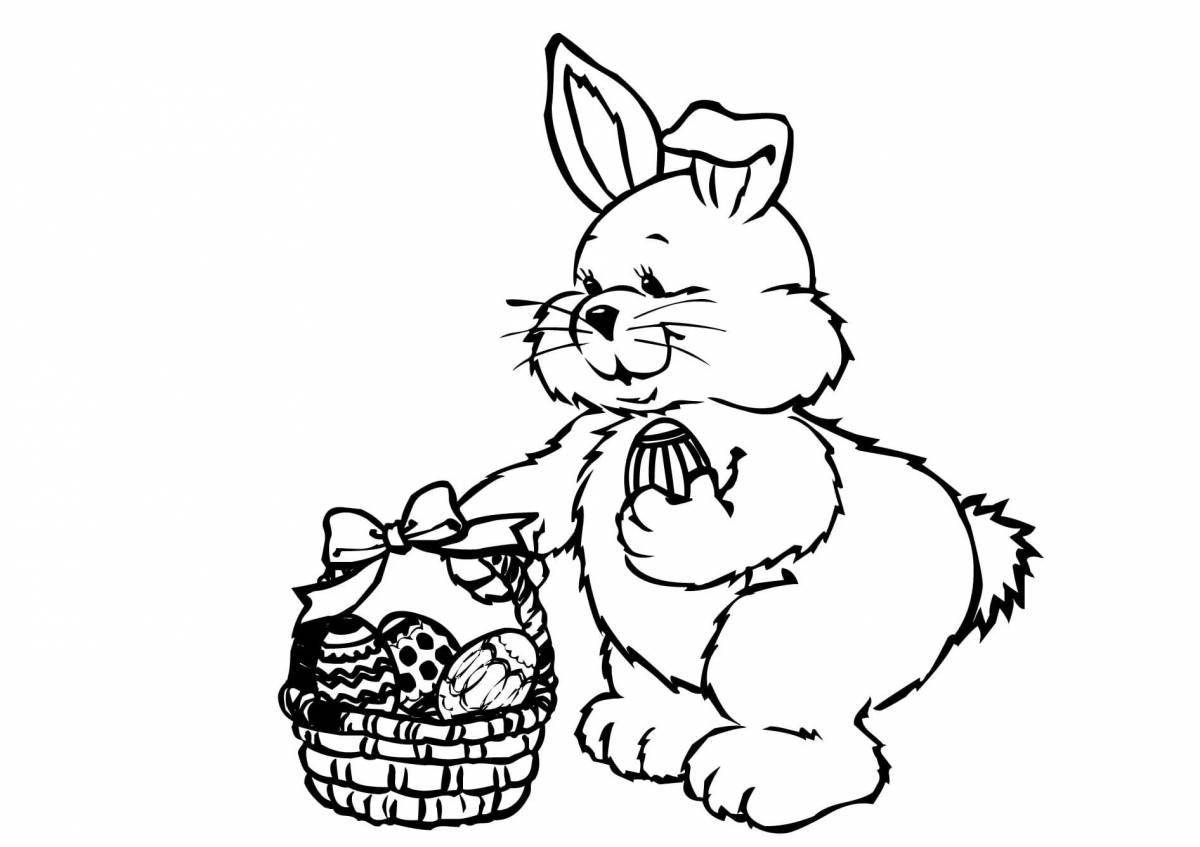 Улыбающаяся раскраска пасхальный кролик