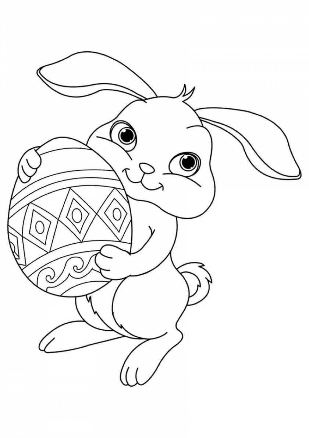 Волнистая раскраска пасхальный кролик