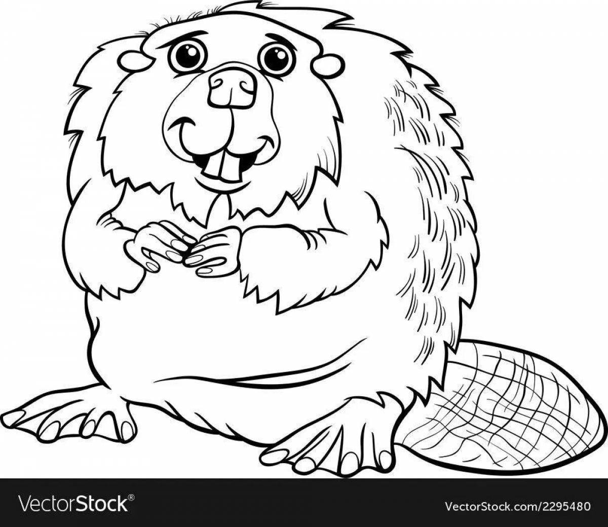 Radiant coloring page river beaver