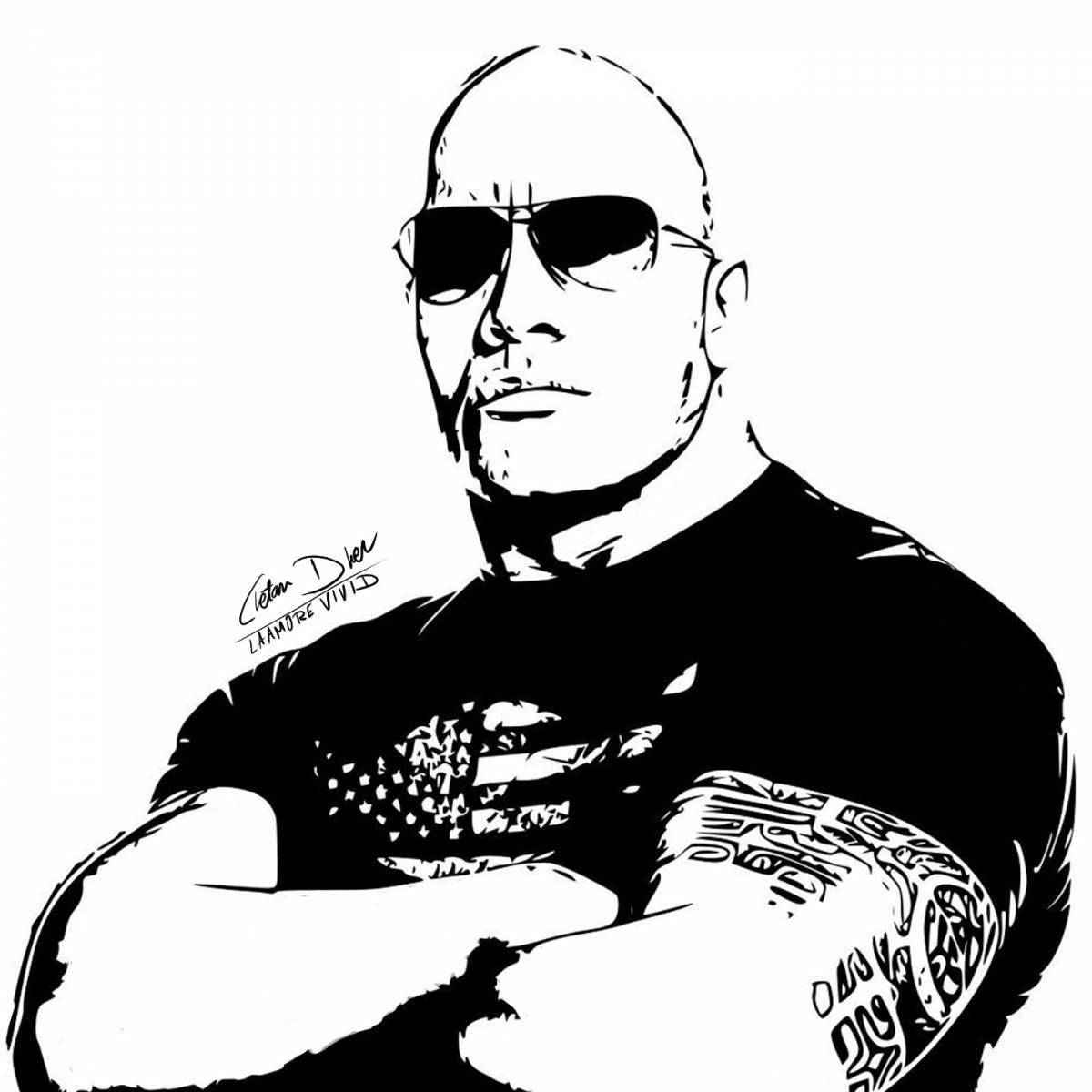 Dwayne johnson funny coloring page