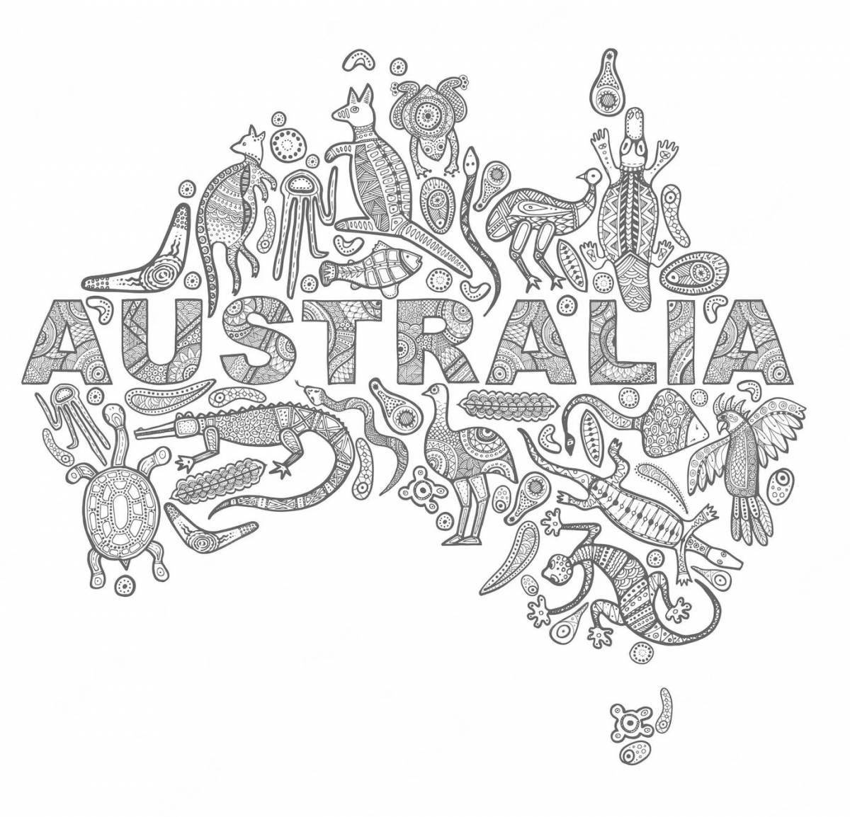 Раскраска элегантный герб австралии