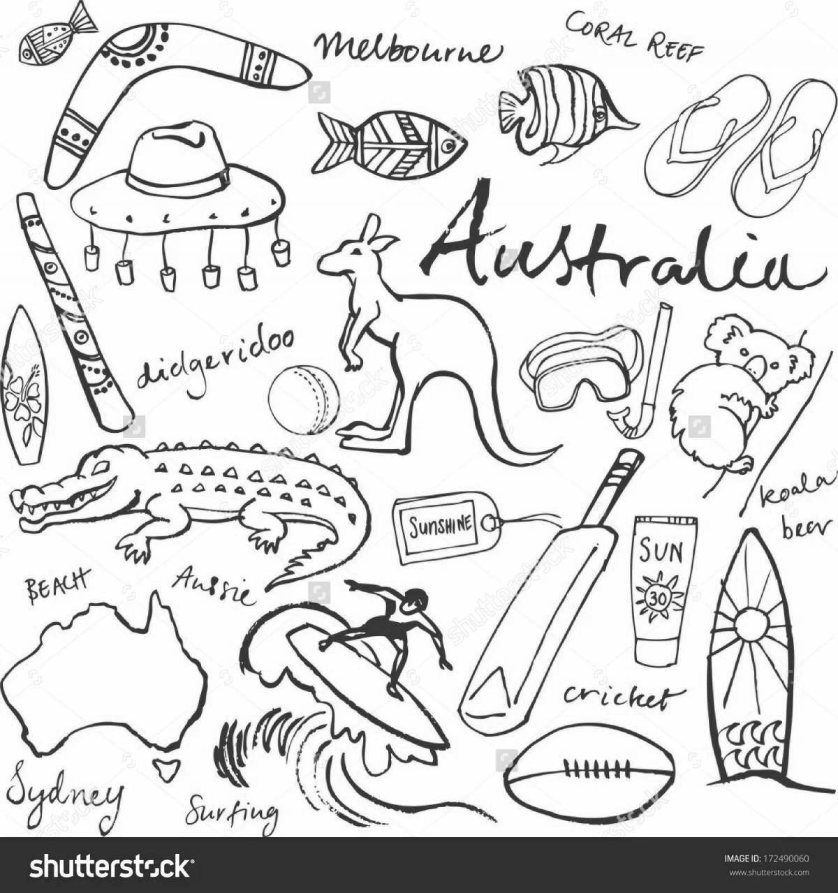 Australia's dazzling coat of arms coloring page