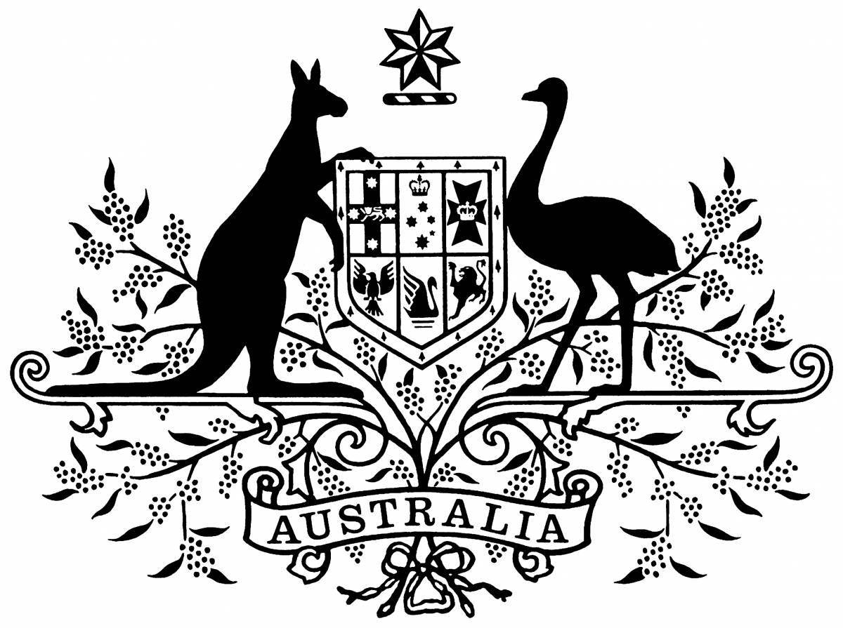 Colorful coat of arms of Australia coloring page