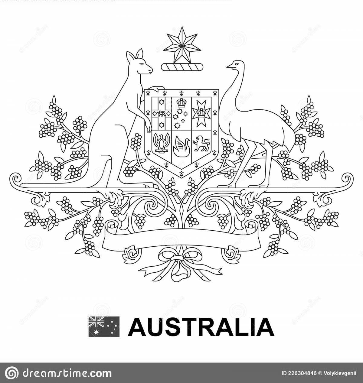 Раскраска герб австралии в ярких тонах