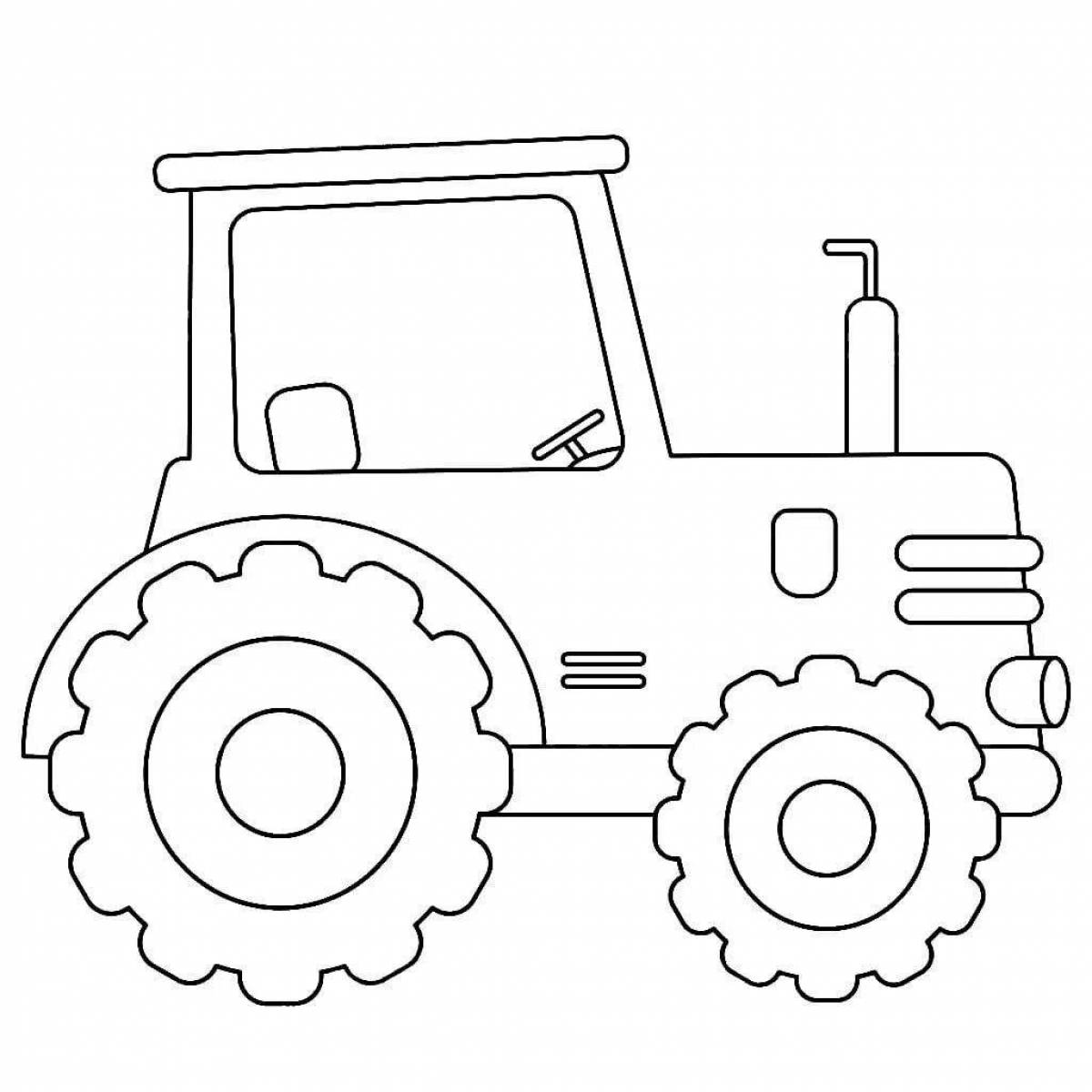Colorful tractor cartoon coloring page