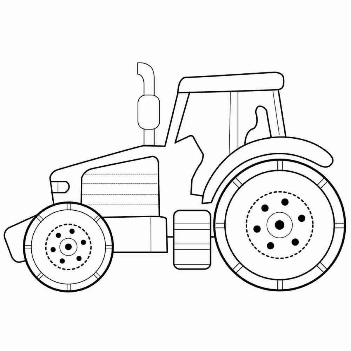 Мультяшная раскраска «игривый трактор»