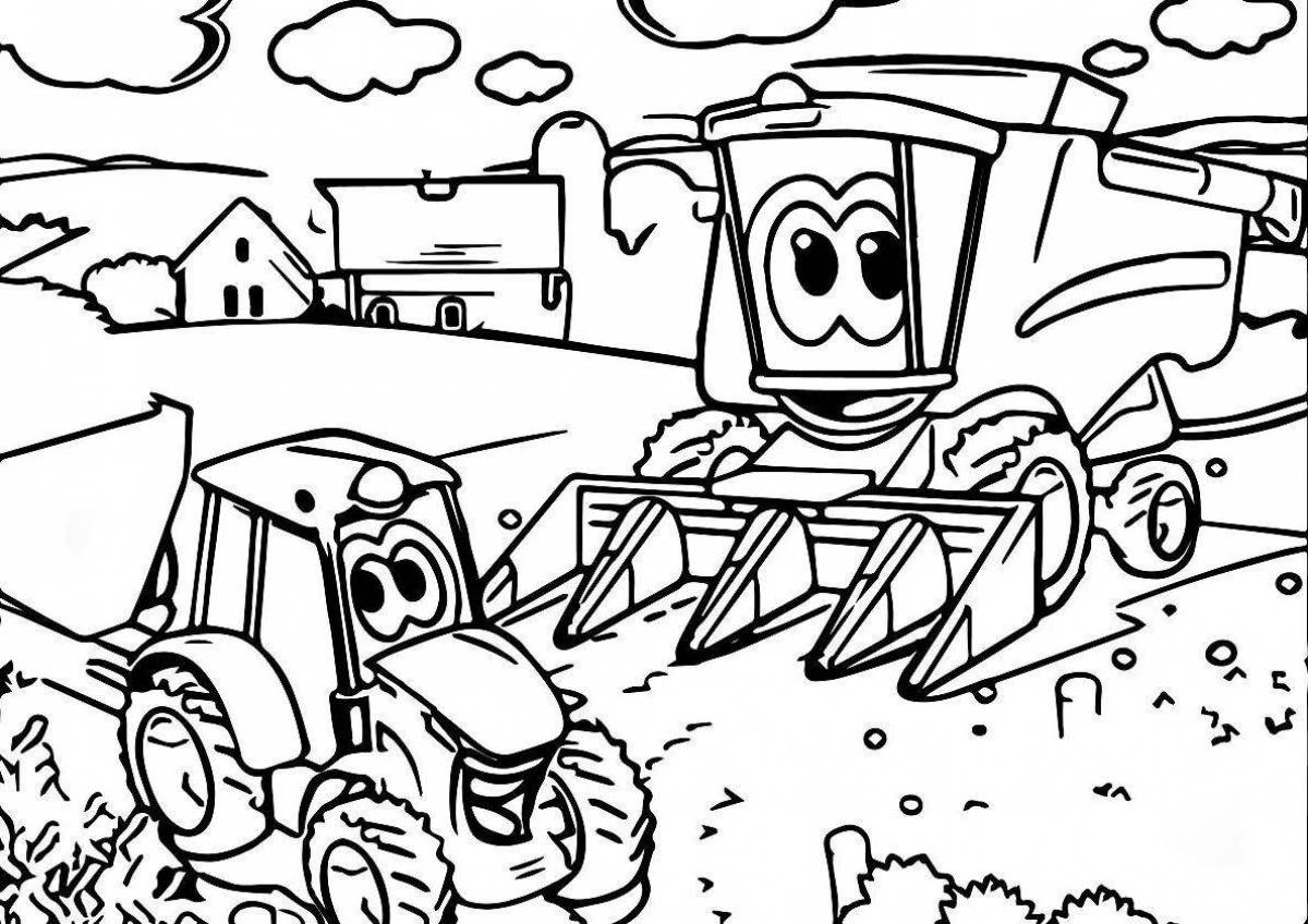 Cartoon coloring adorable tractor