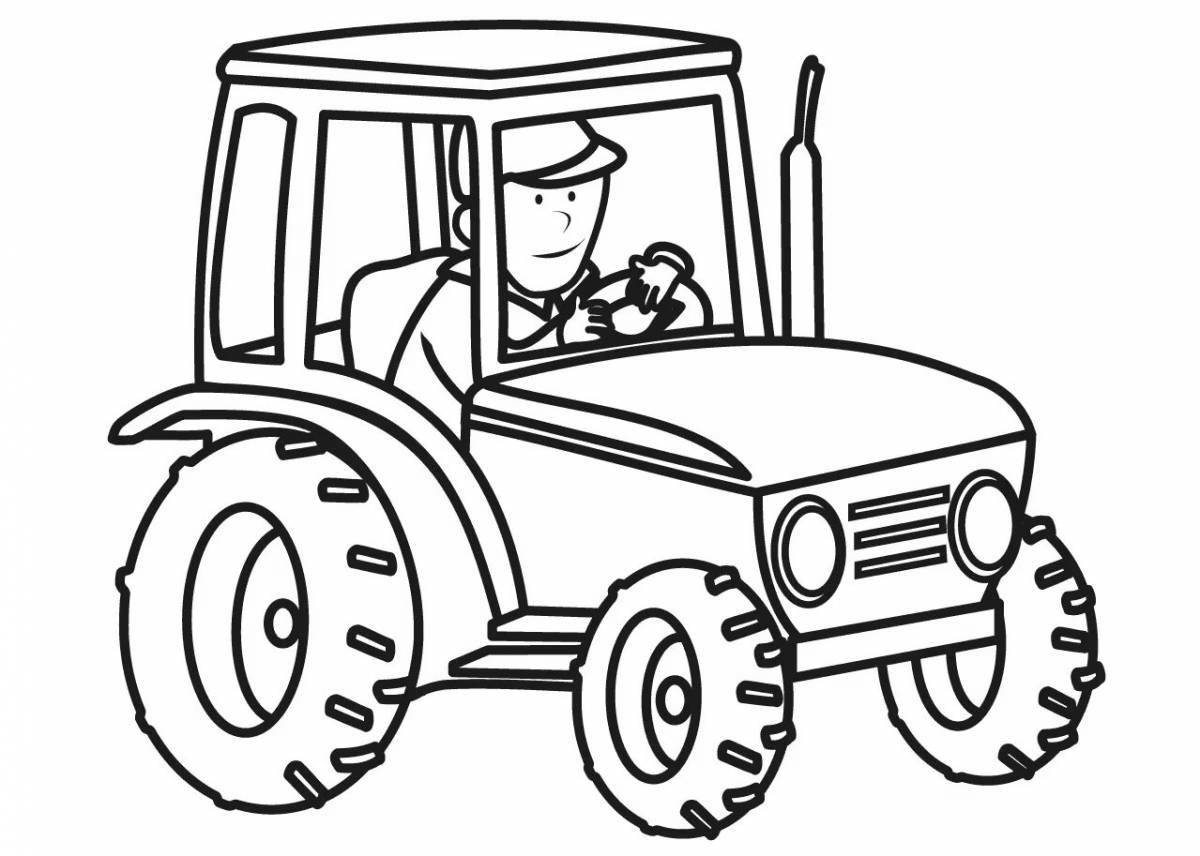 Cartoon coloring live tractor