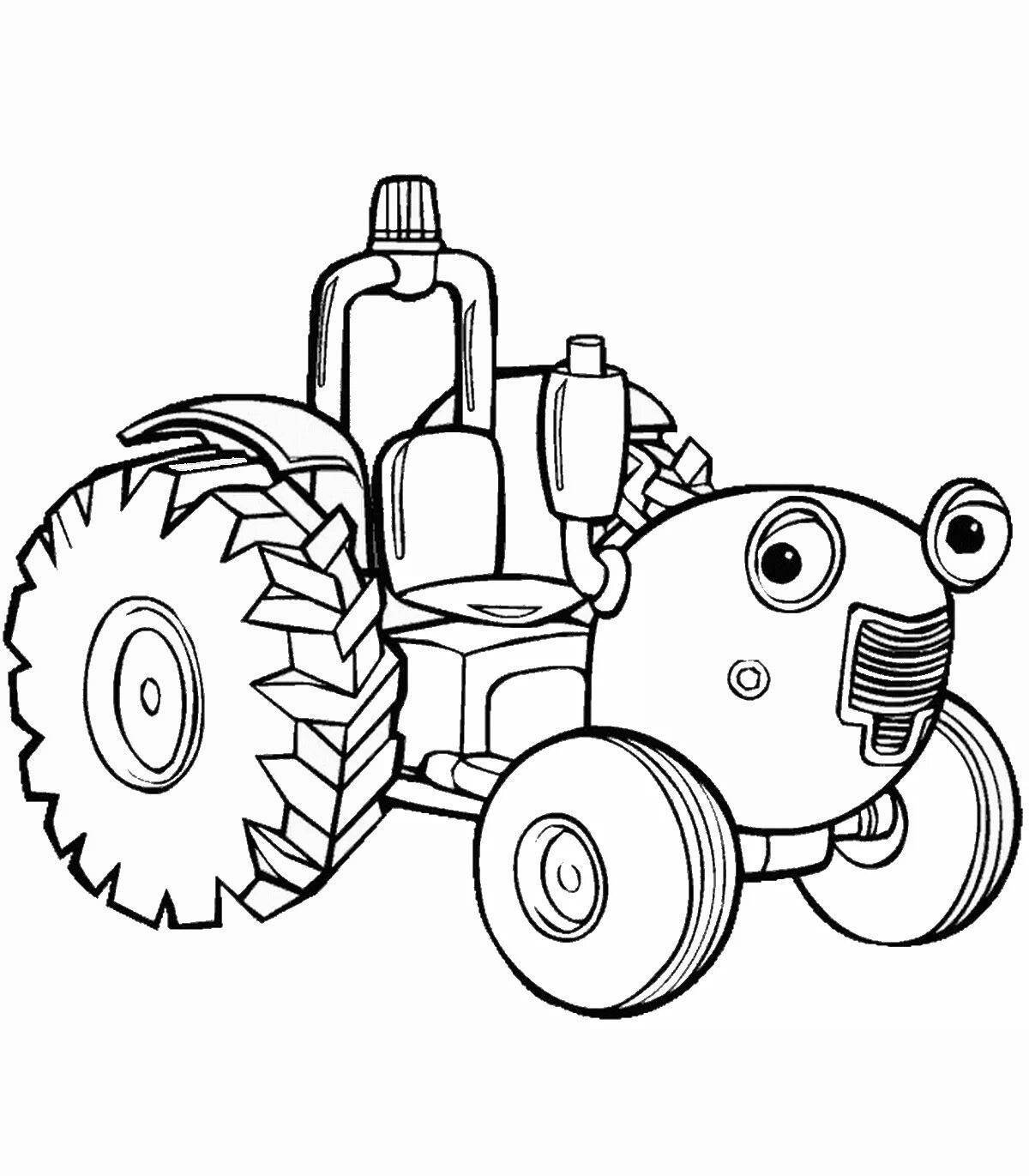 Attractive tractor cartoon coloring page