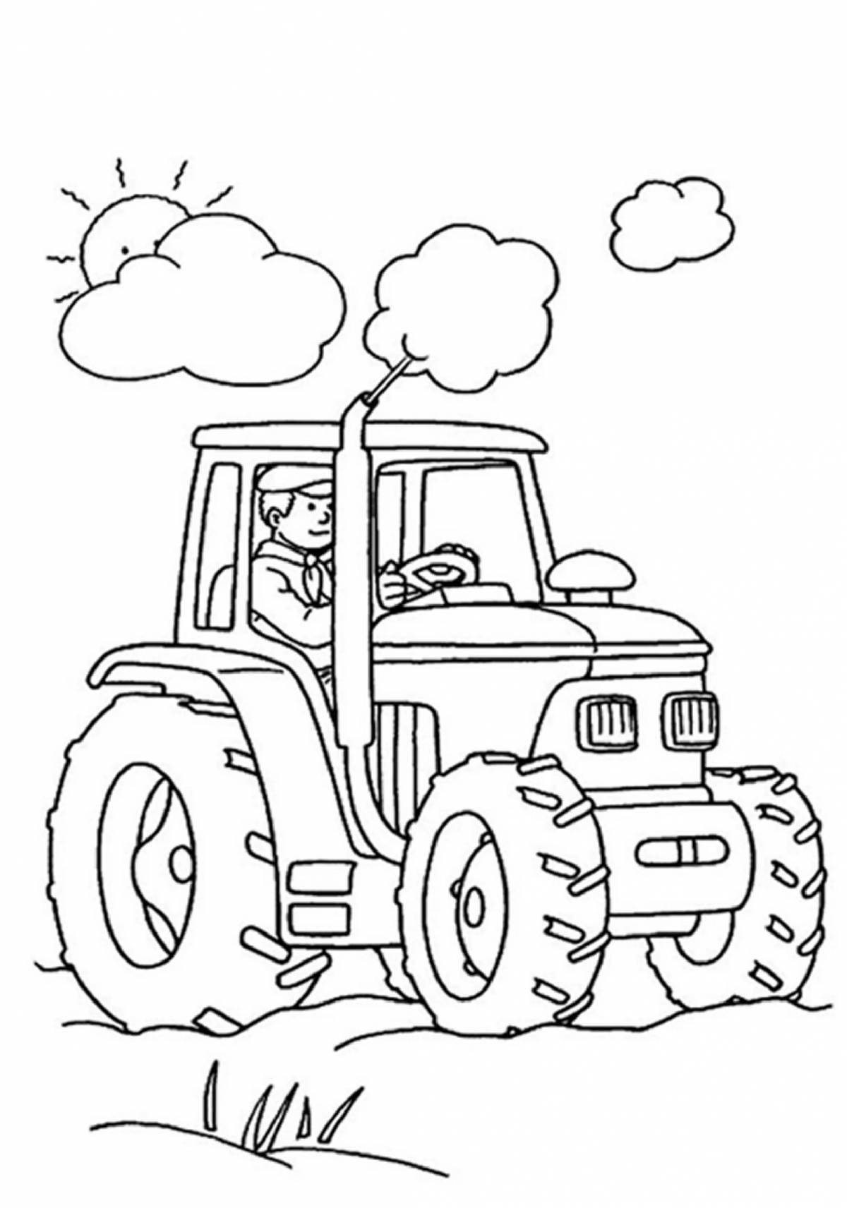 Attractive cartoon tractor coloring book