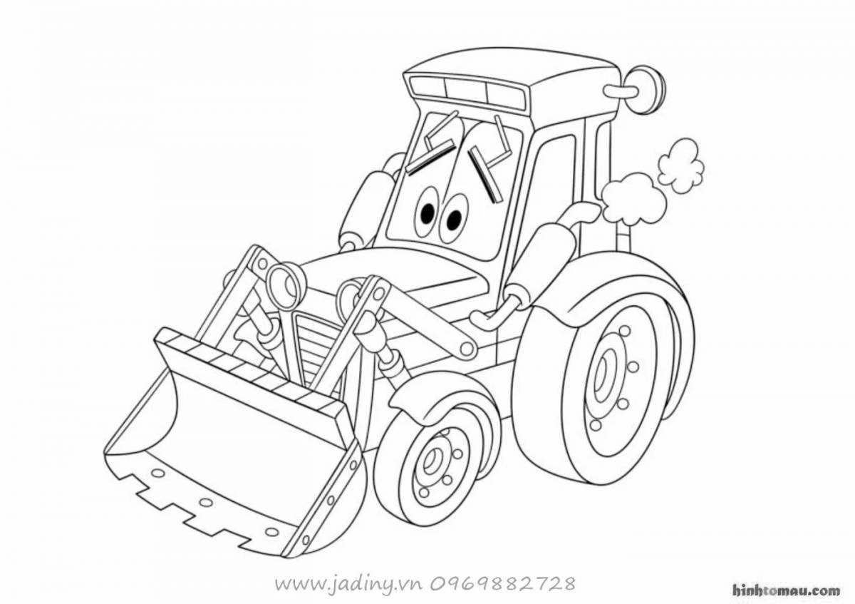 Tractor bright cartoon coloring book