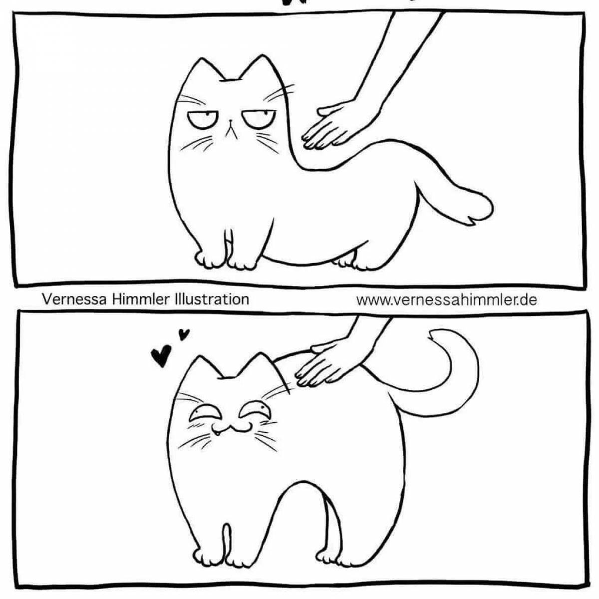 Delightful coloring cat meme