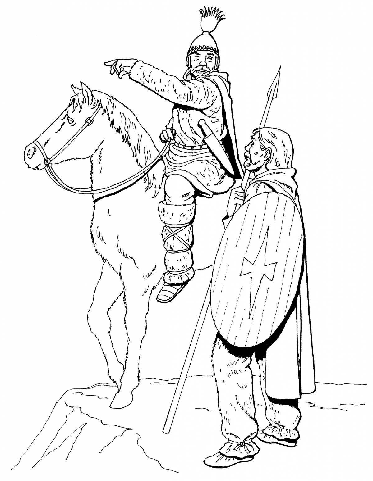 Majestic Russian warrior coloring page