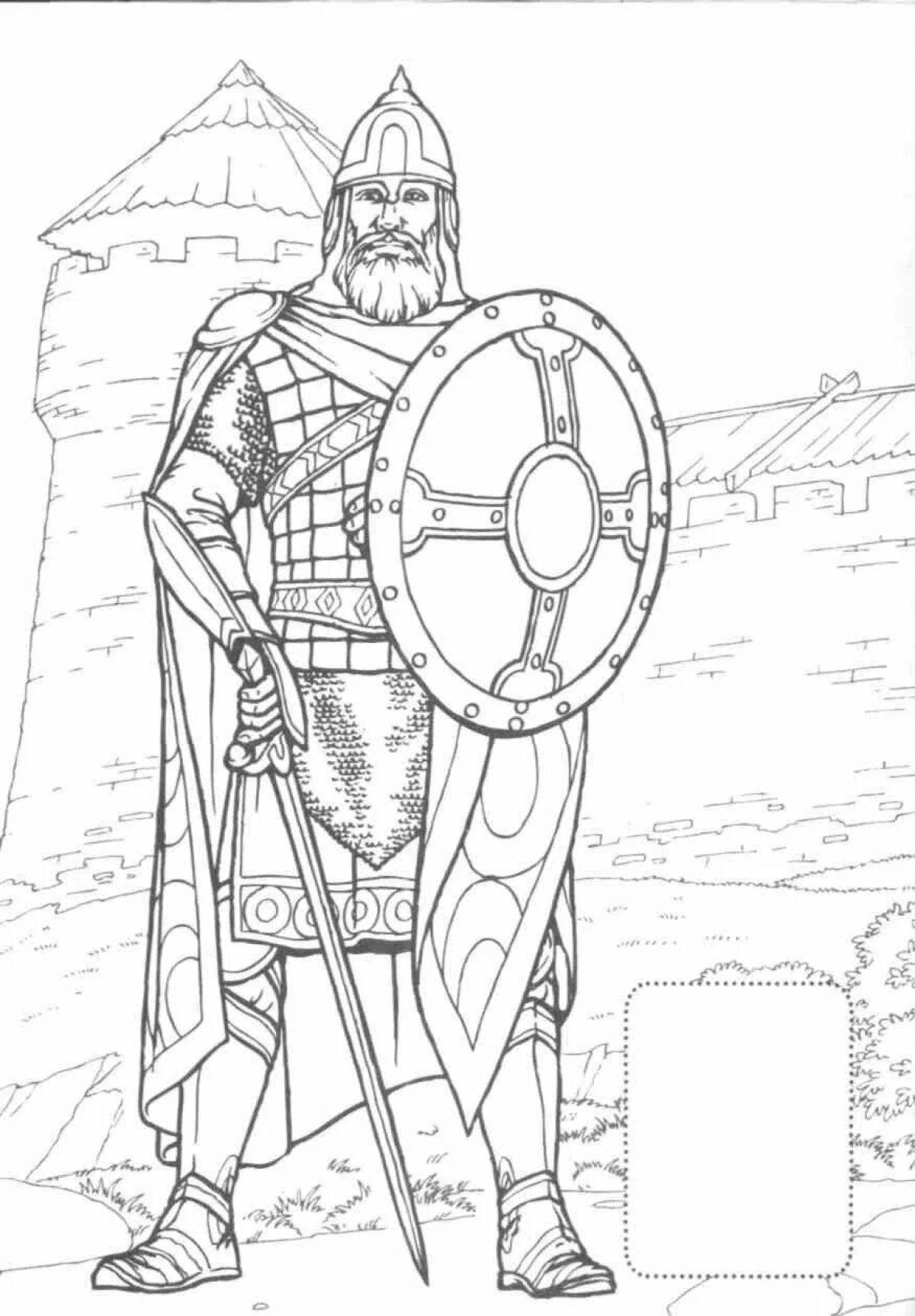 Rich russian warrior coloring page