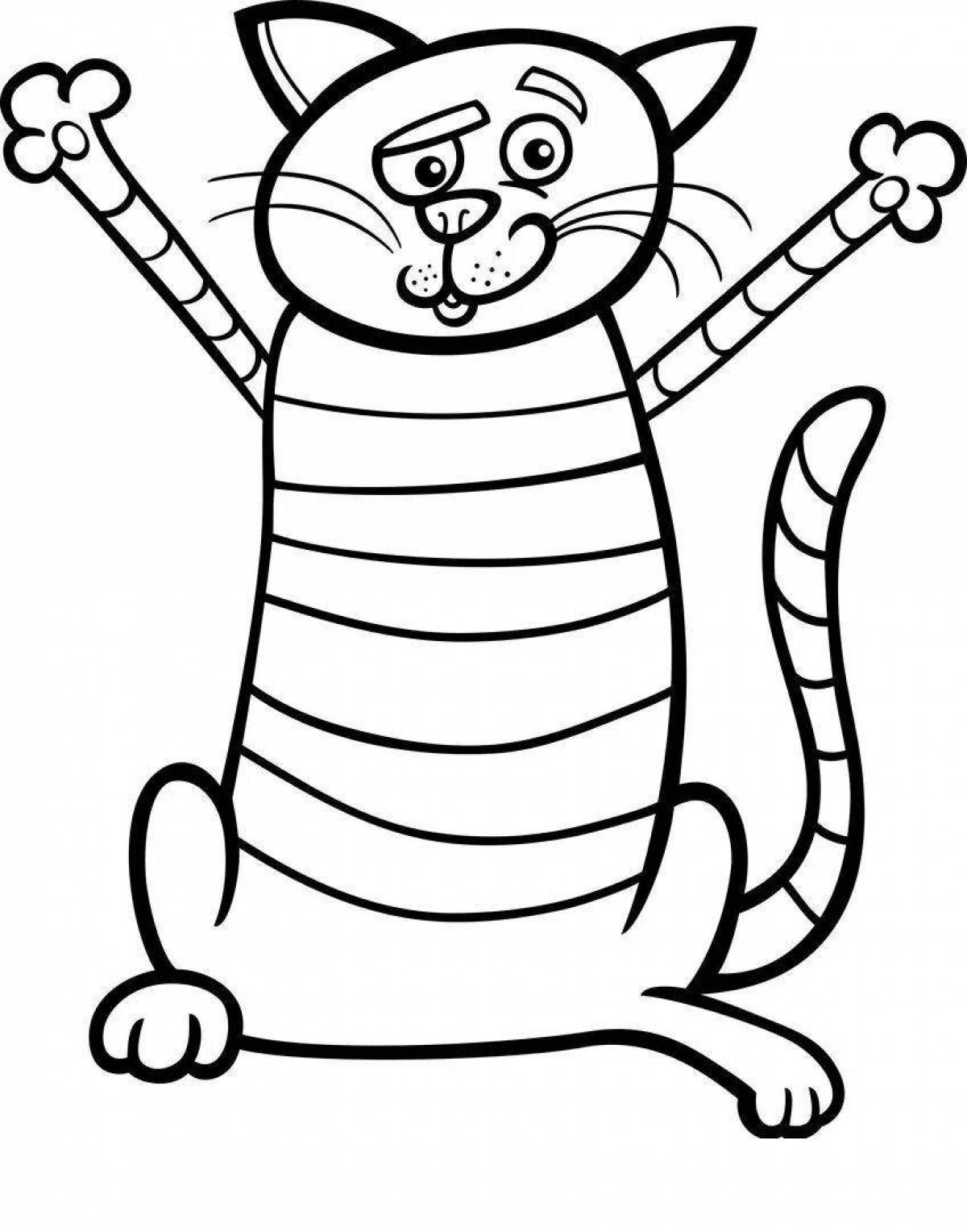 Cozy gray cat coloring page