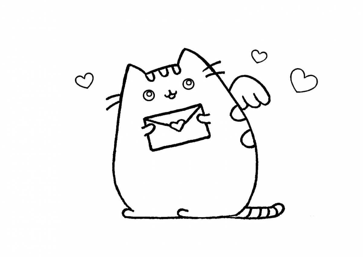 Coloring book cheerful gray cat