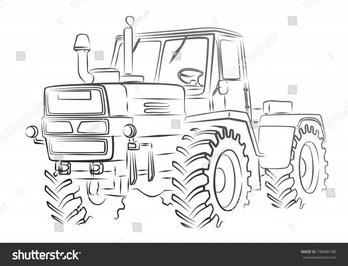 Colorful Kirovets tractor coloring book