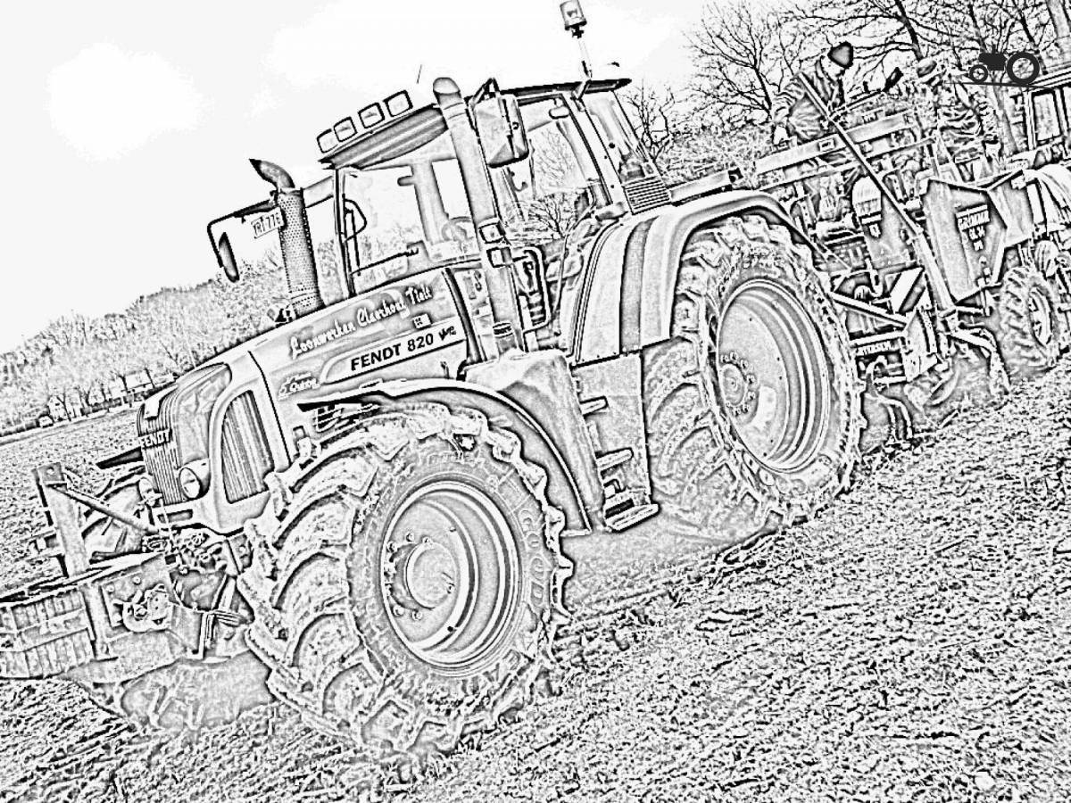 Coloring page playful Kirov tractor
