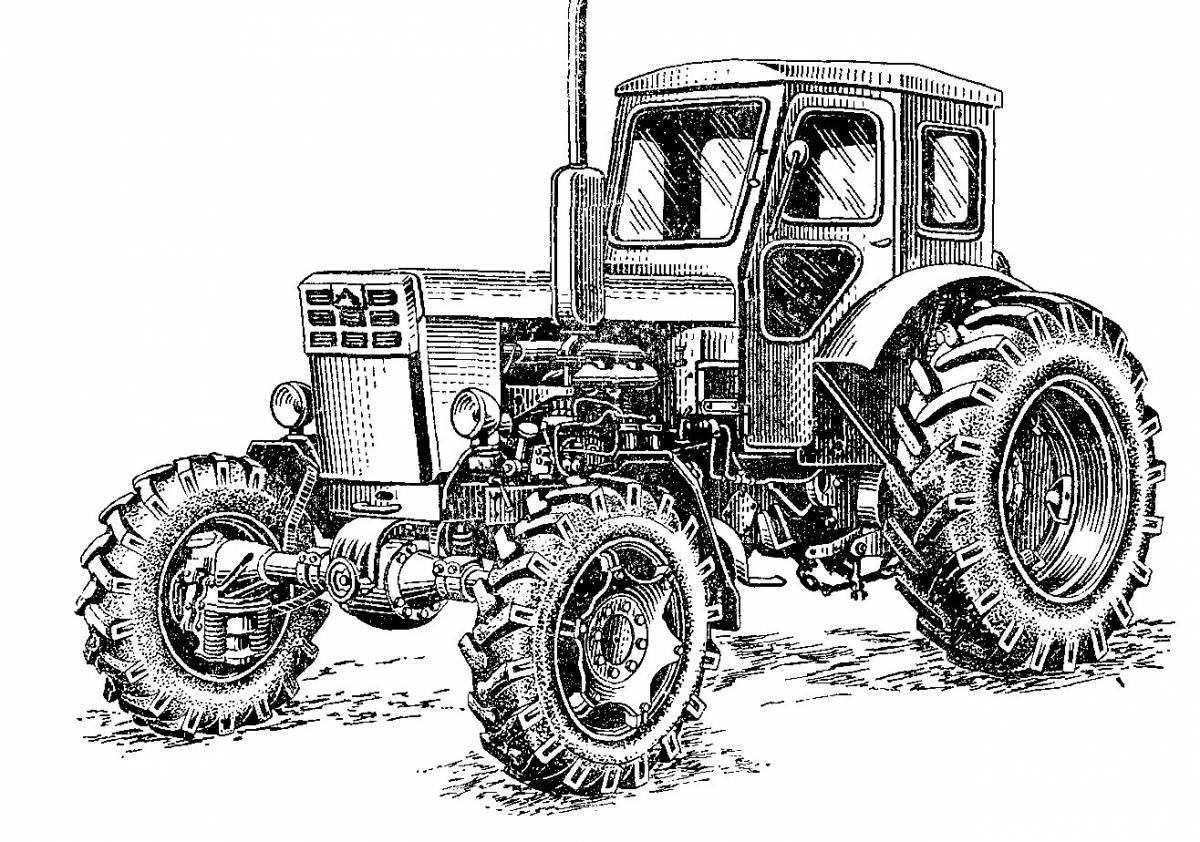 Photo Cute kirovets tractor coloring book