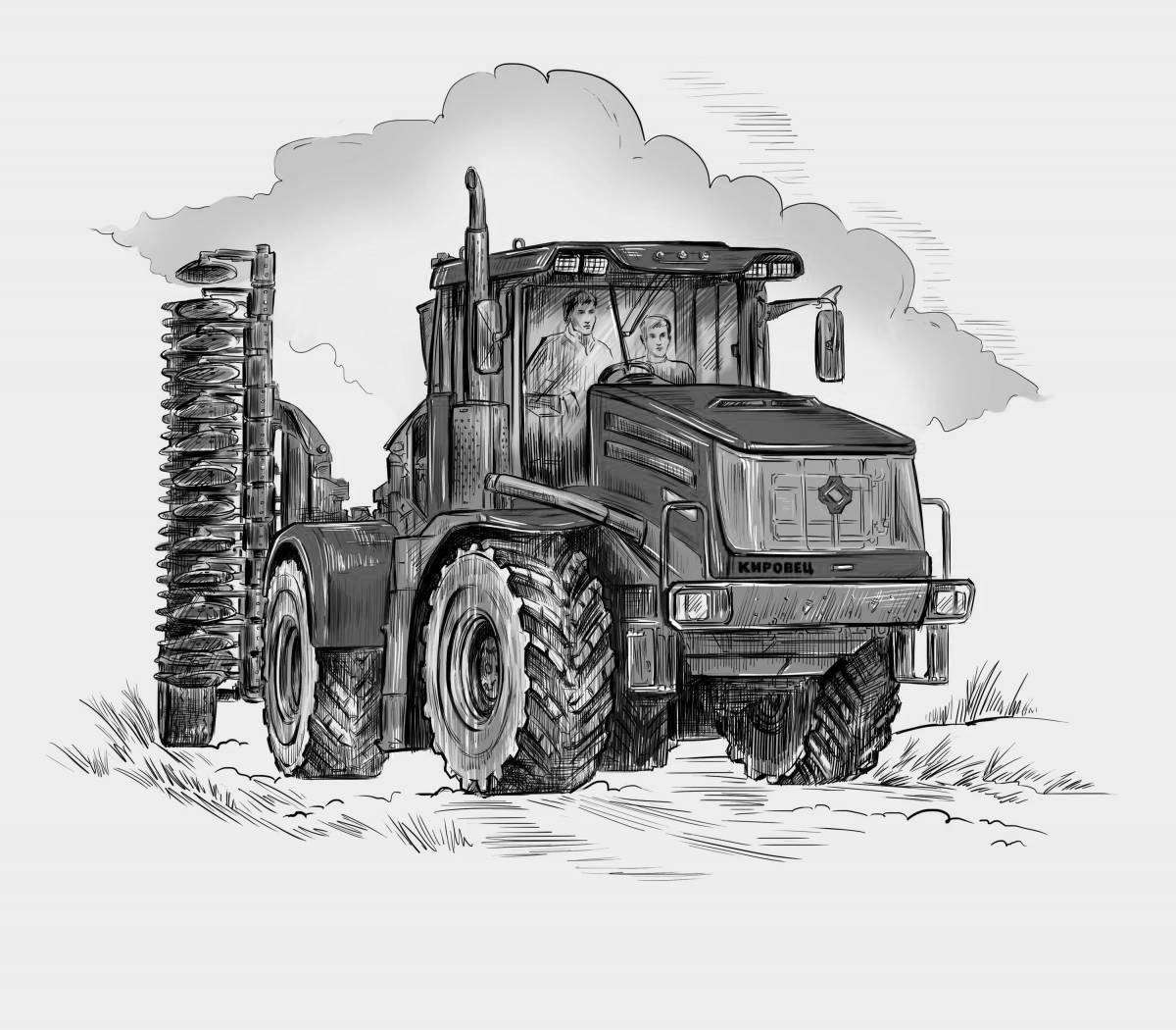 Kirovets tractor coloring page