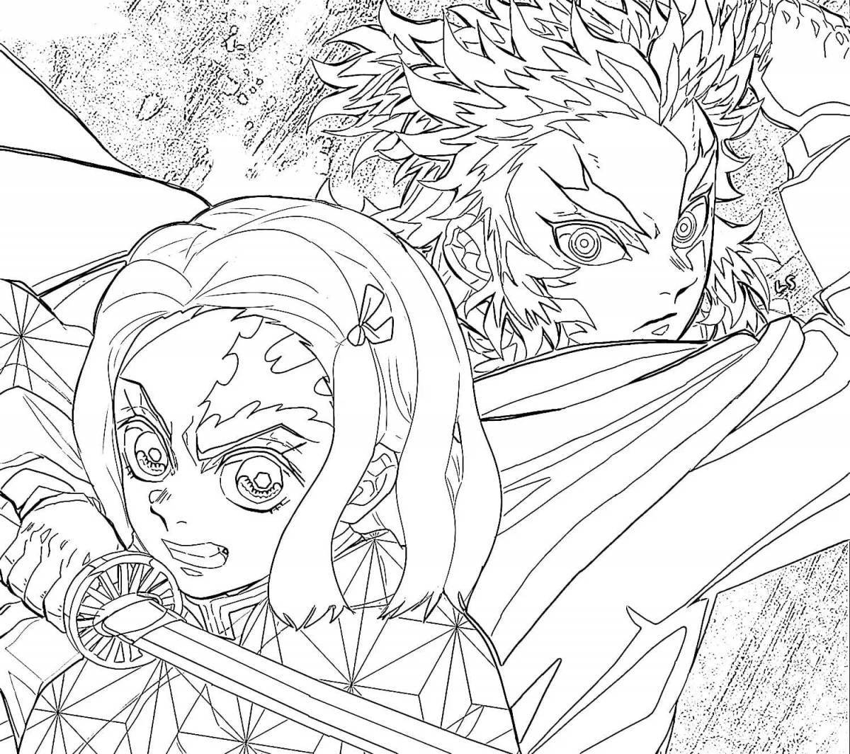 Detailed demon slayer coloring page