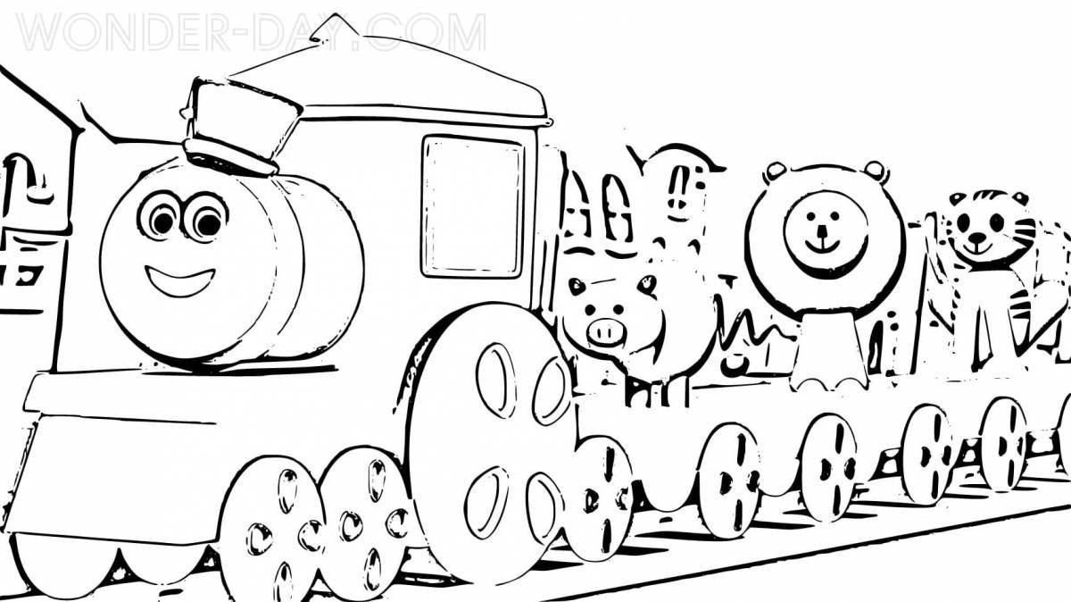 Spooky ghost train coloring page