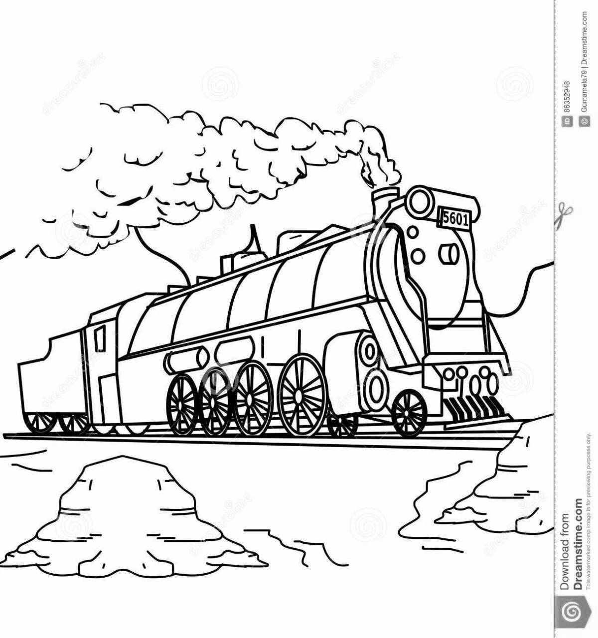 Frightening ghost train coloring page