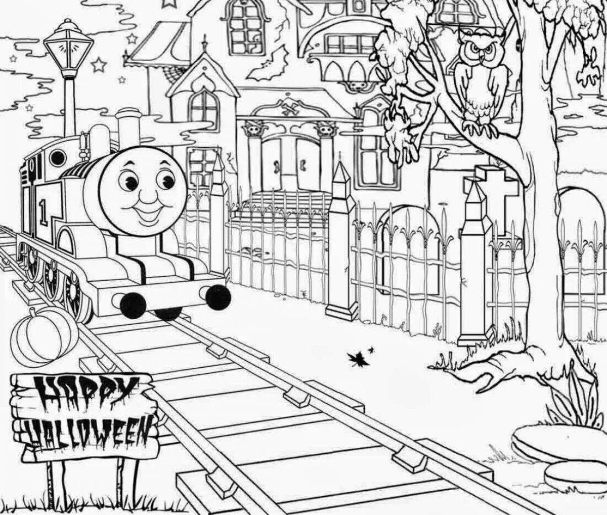 Spectral ghost train coloring page