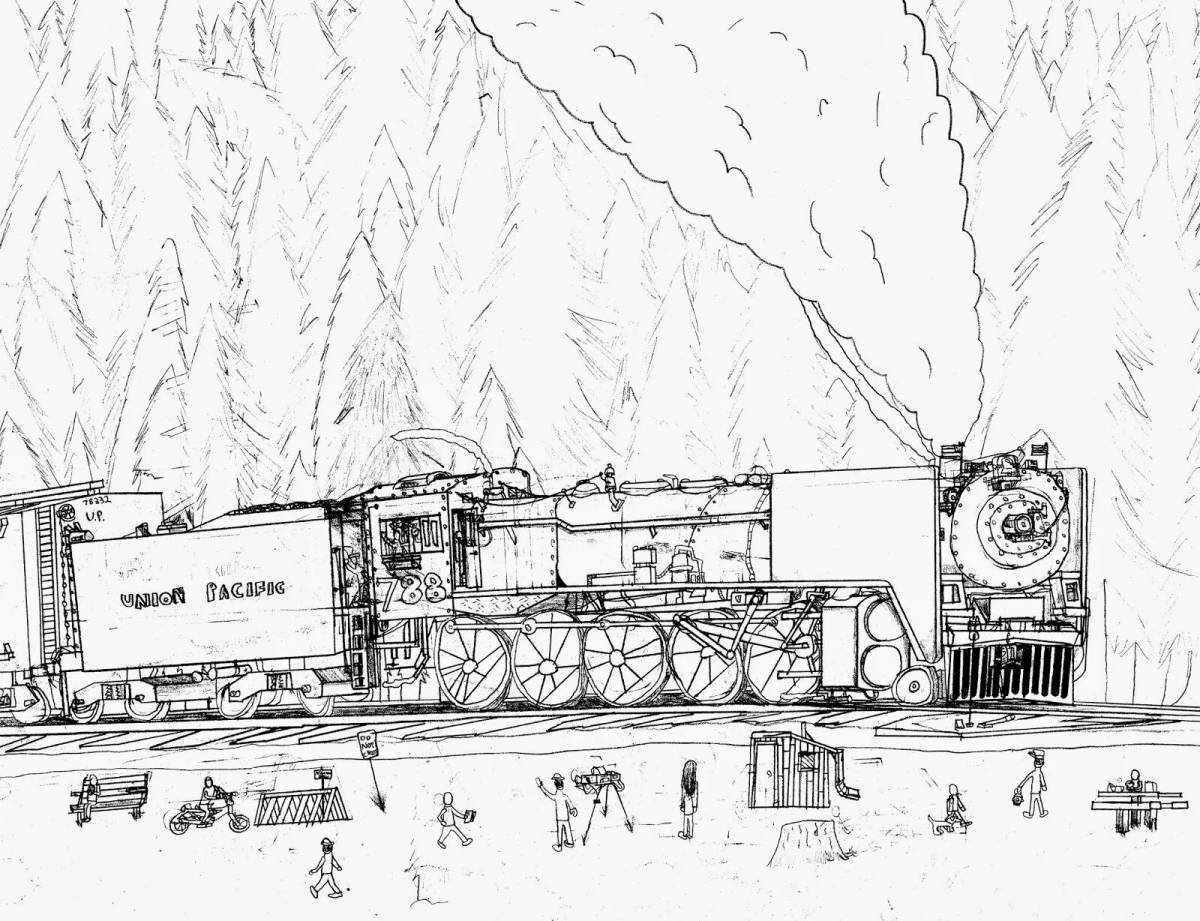 Coloring page unusual ghost train