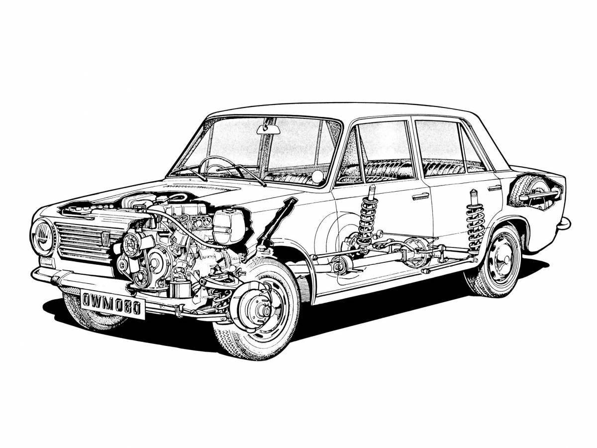 Colorful 7 car coloring page