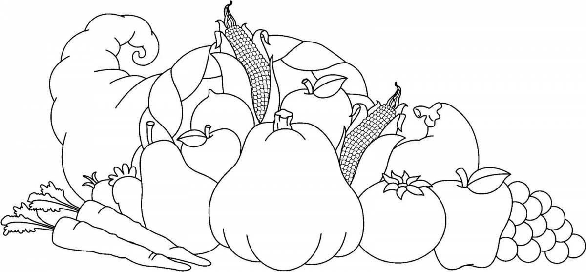 Playful vegetable coloring page