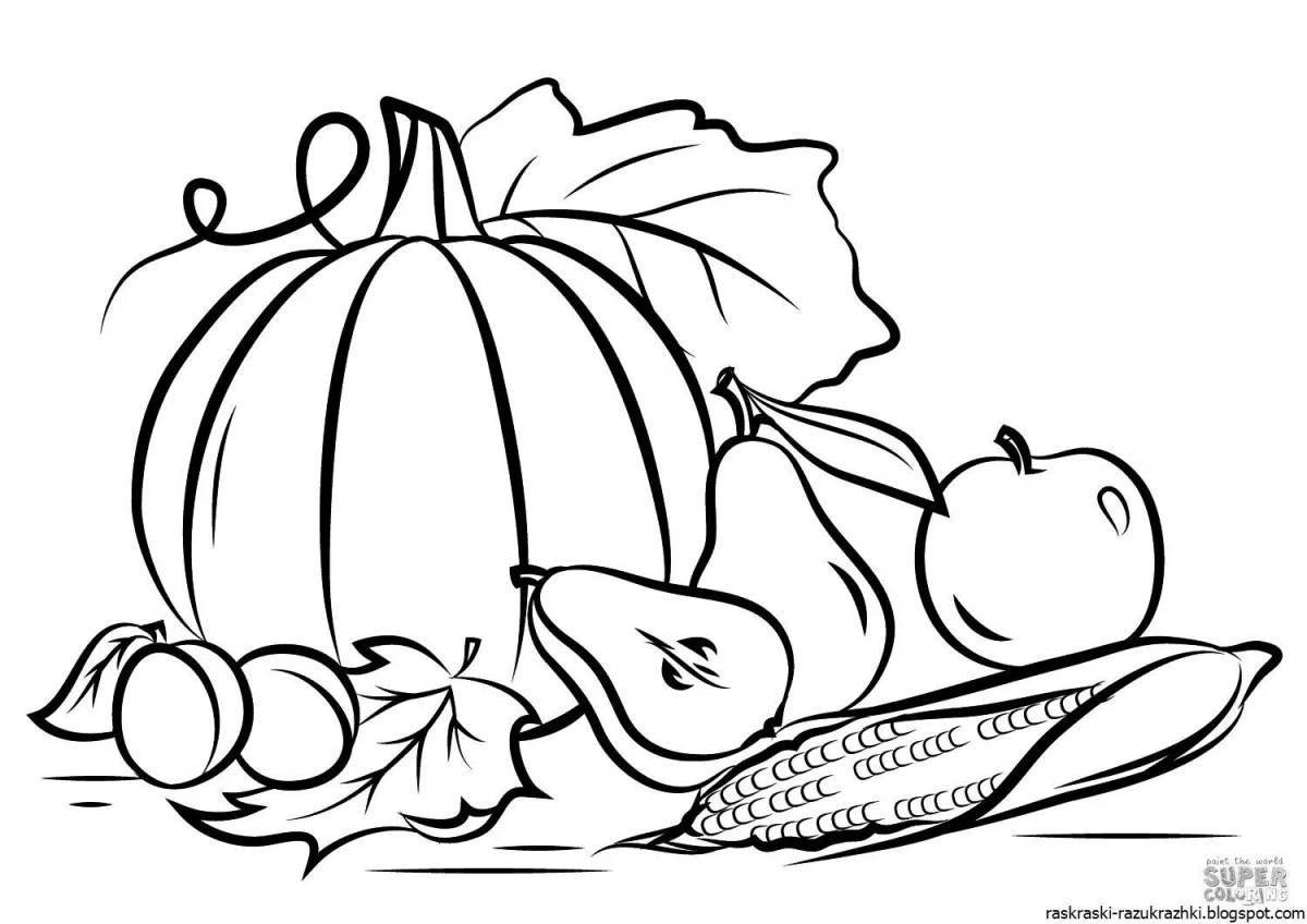 Coloring page with fragrant vegetables