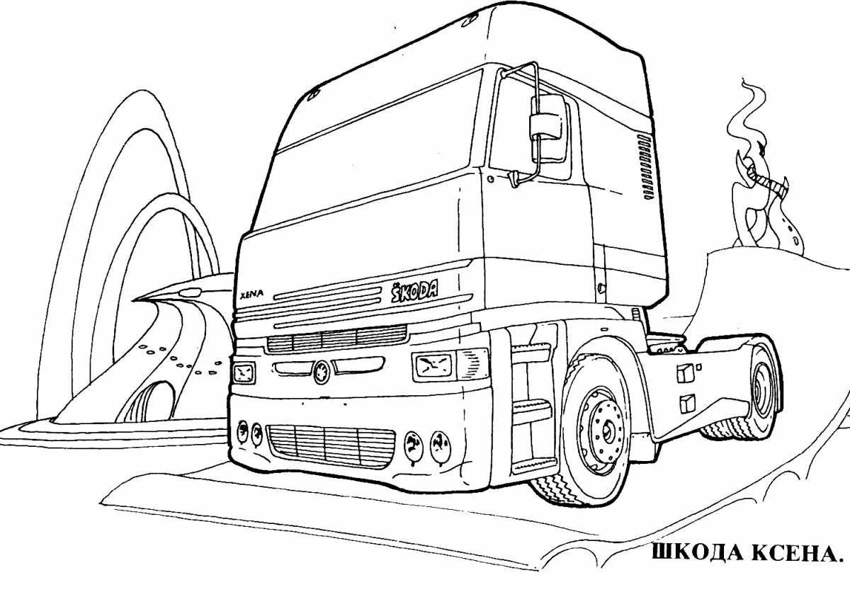 Coloring page energetic super truck