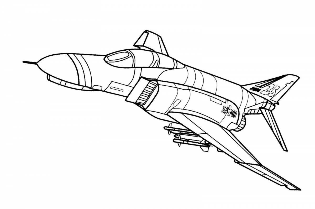 Great military fighter coloring page
