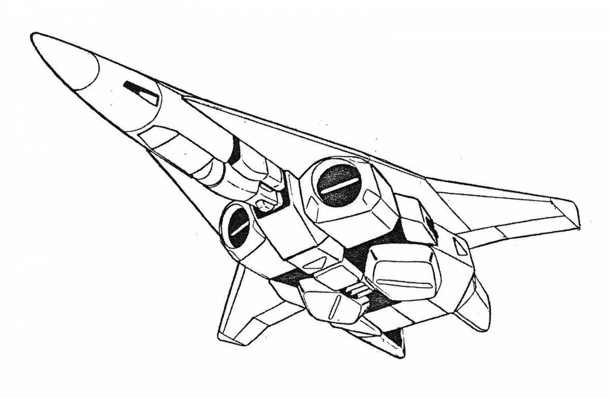 Animated military fighter coloring page
