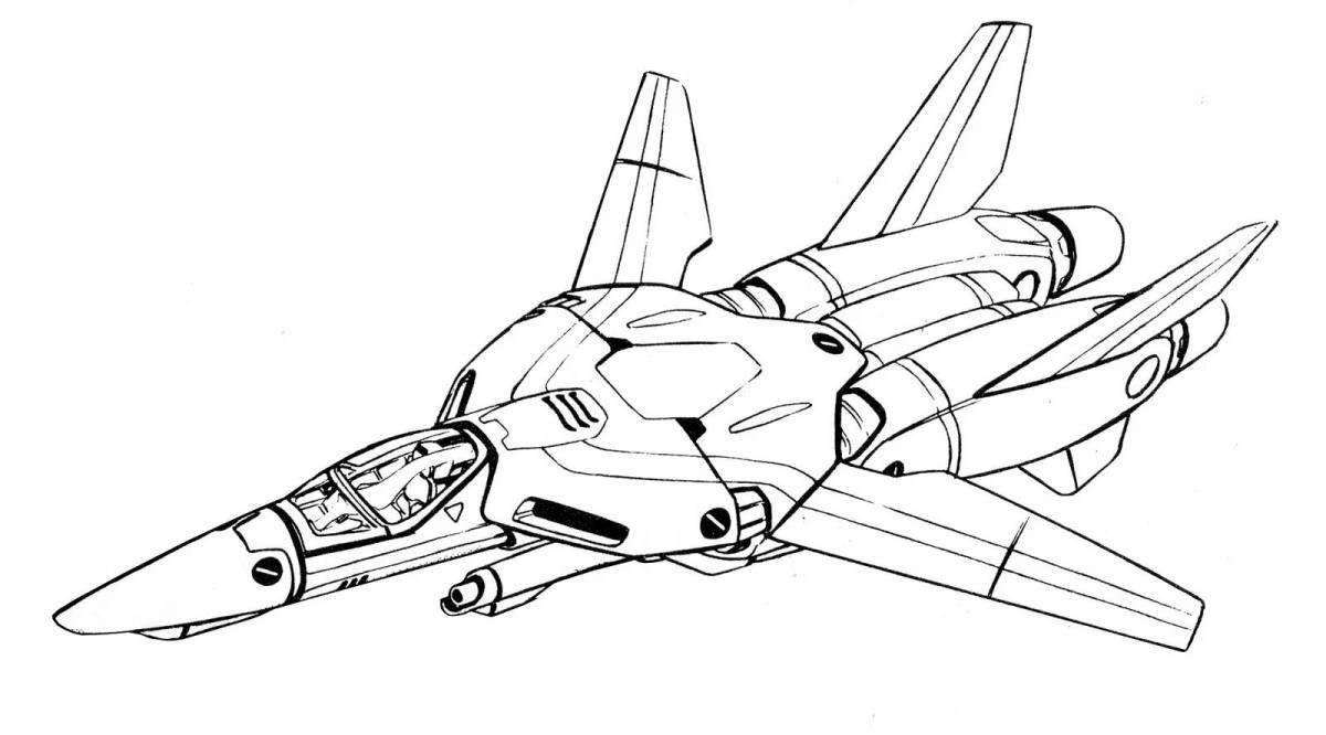 Combat fighter jet coloring page