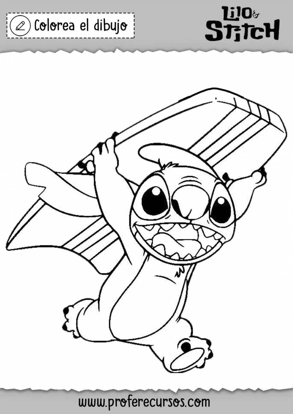 Playful pink stitch coloring page