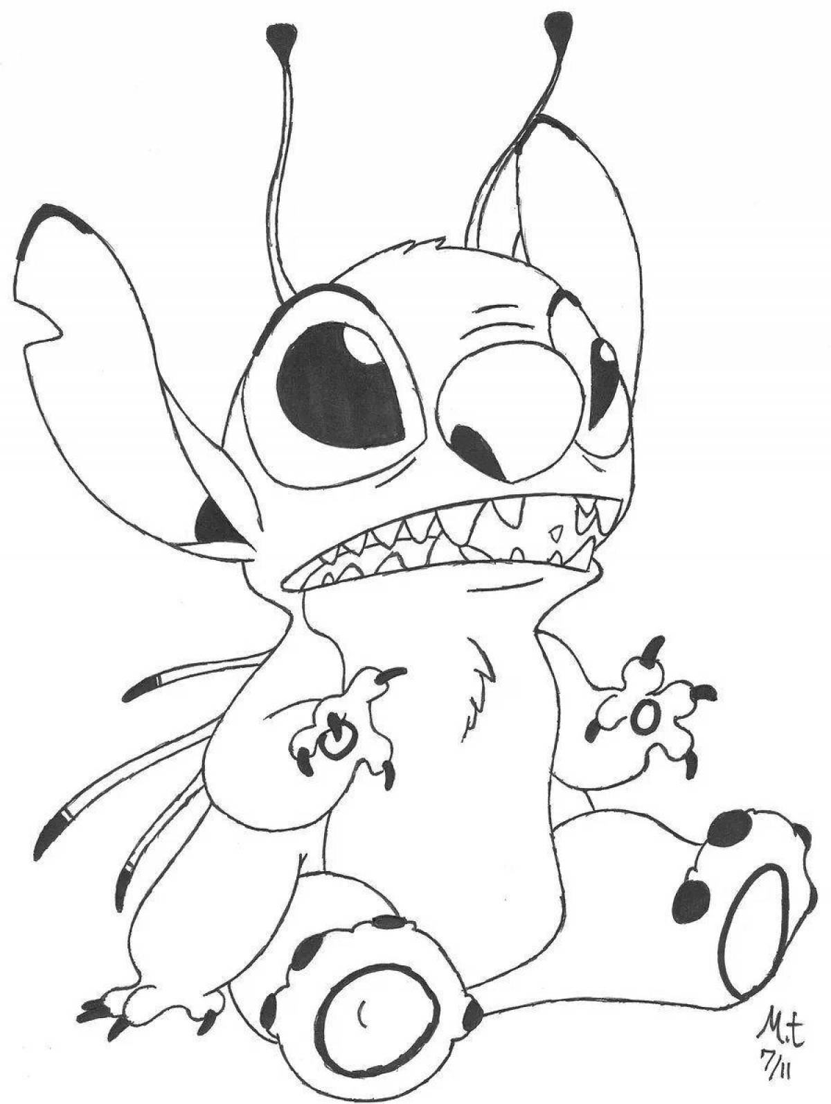 Adorable pink stitch coloring