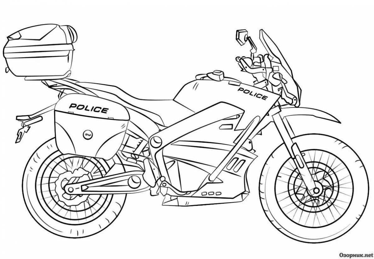 Смелая страница раскраски гоночного мотоцикла