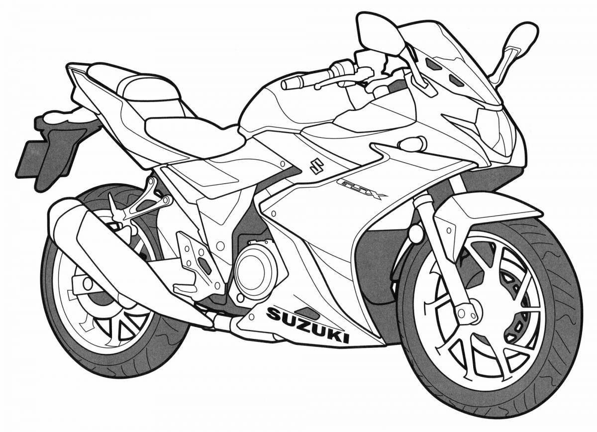 Coloring page with spectacular racing bike