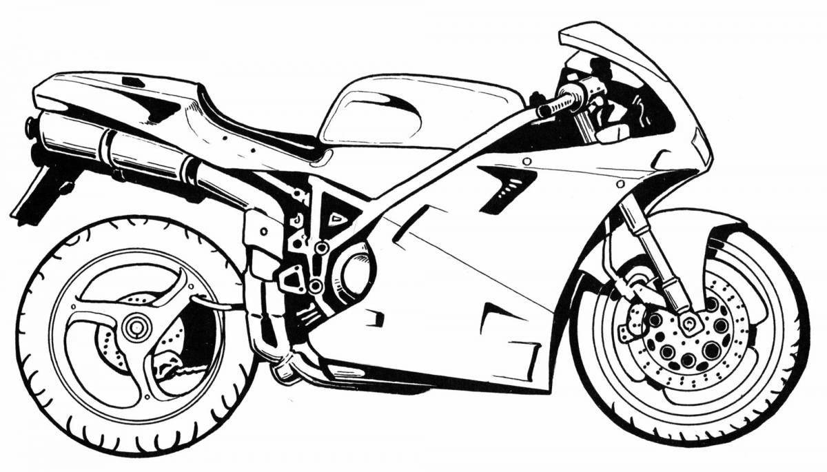 Раскраска мощный гоночный мотоцикл